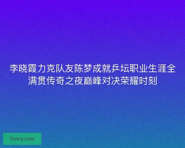 李晓霞力克队友陈梦成就乒坛职业生涯全满贯传奇之夜巅峰对决荣耀时刻