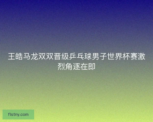 王皓马龙双双晋级乒乓球男子世界杯赛激烈角逐在即